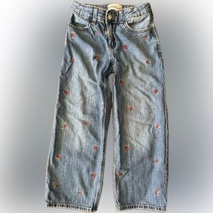 Abercrombie Kids Cherry Embroidered High Rise Baggy 7/8 Reg